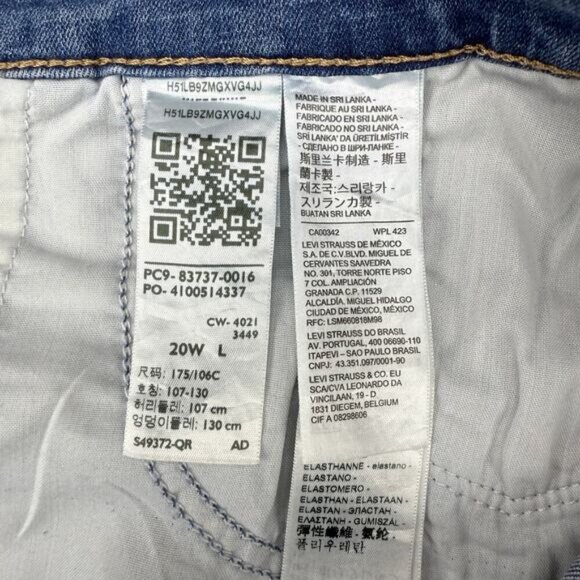 NWT LEVI'S 724 High Rise Slim Straight Jean Plus Size 20W - Picture 5 of 8